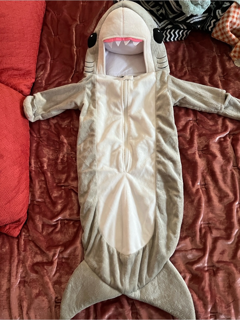 Kids Shark Costume Onesie - Light Gray Hooded Jumpsuit